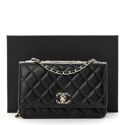 Chanel Lambskin Quilted Trendy Chain CC Wallet On Chain WOC Black 12 of 12