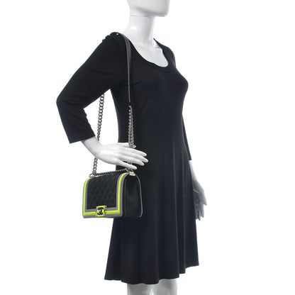 Chanel Canvas Quilted Medium Fluo Boy Flap Black Grey Yellow 2 of 8