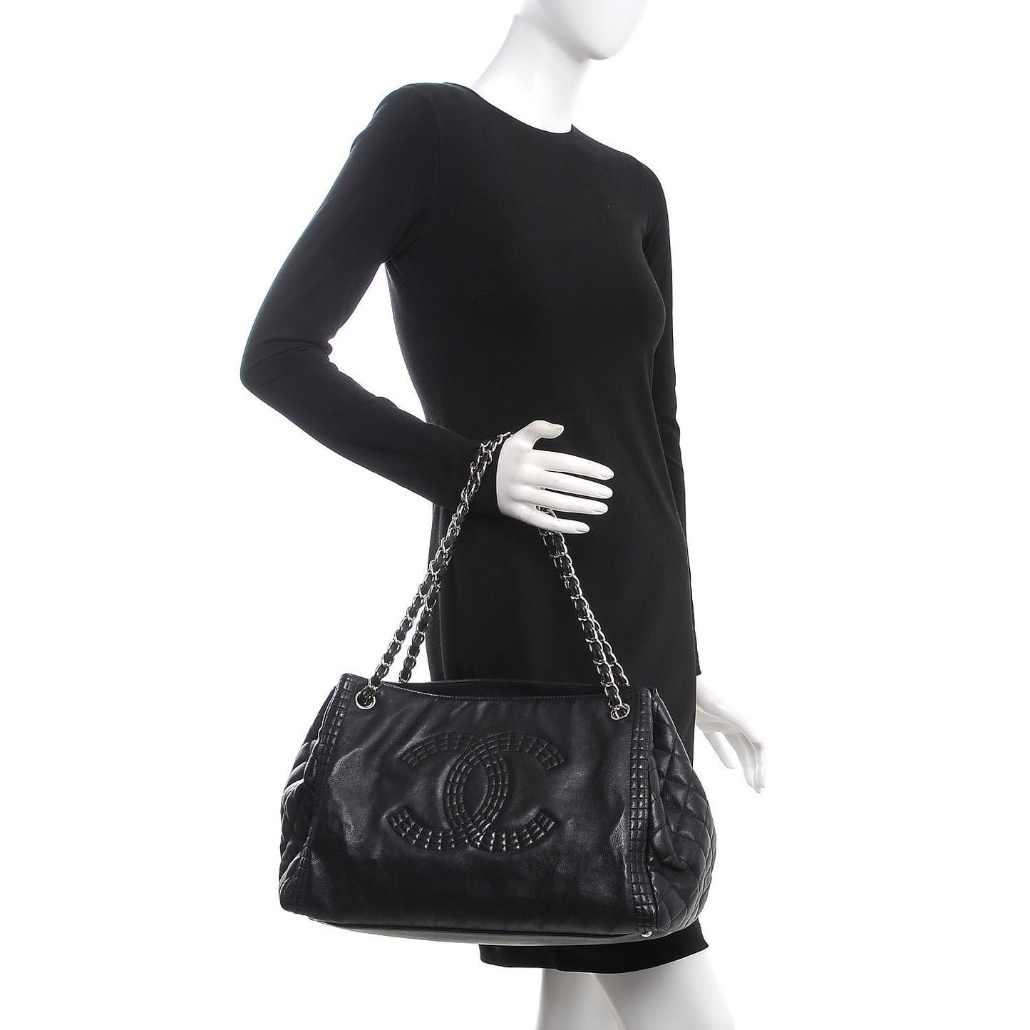 Calfskin Coco Bengal Open Accordion Tote Black