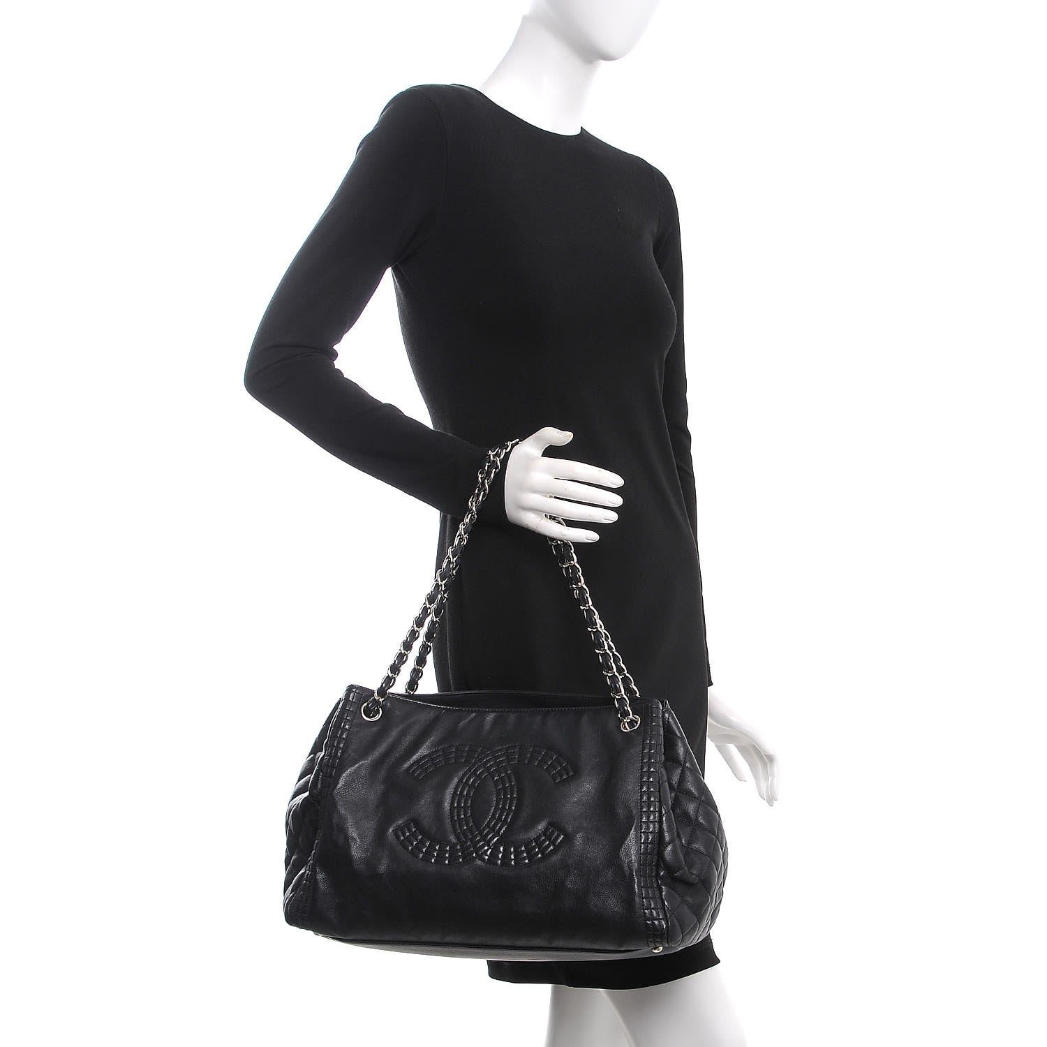 Chanel Calfskin Coco Bengal Open Accordion Tote Black 2 of 9