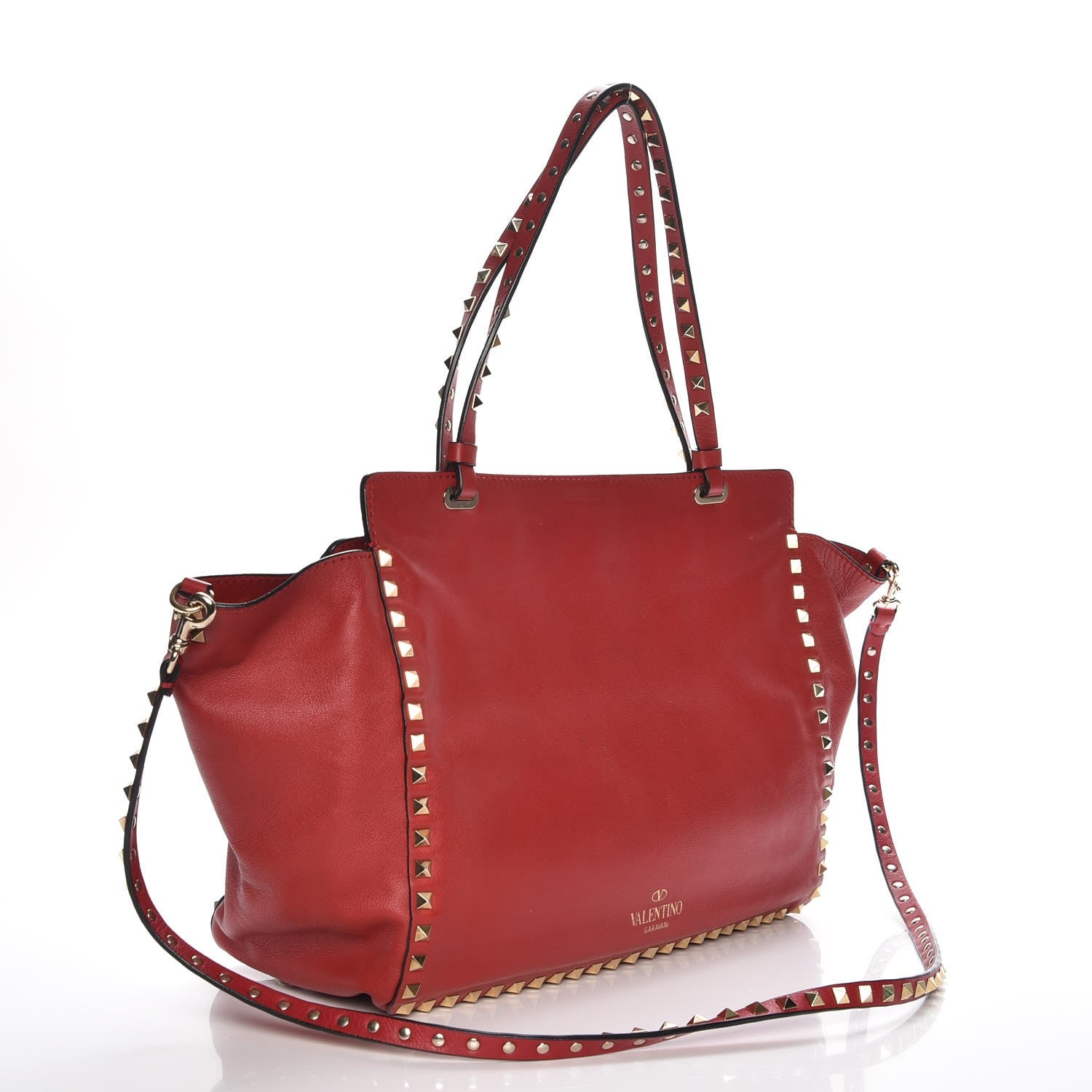Valentino Garavani Vitello Medium Rockstud Tote Rosso Valentino 4 of 7