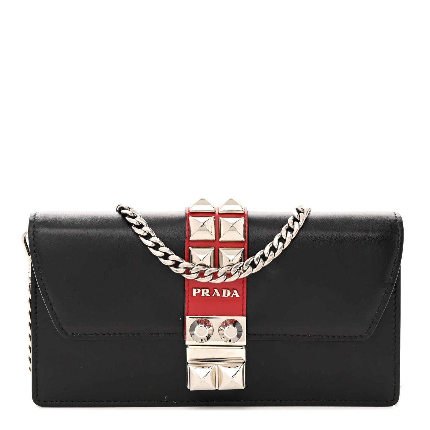 Prada City Calfskin Studded Mini Elektra Crossbody Bag Black Fuoco 1 of 11