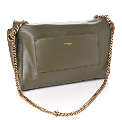 Saint Laurent Smooth Calfskin Suede Medium Reversible Monogram Kate Satchel Olive 6 of 13