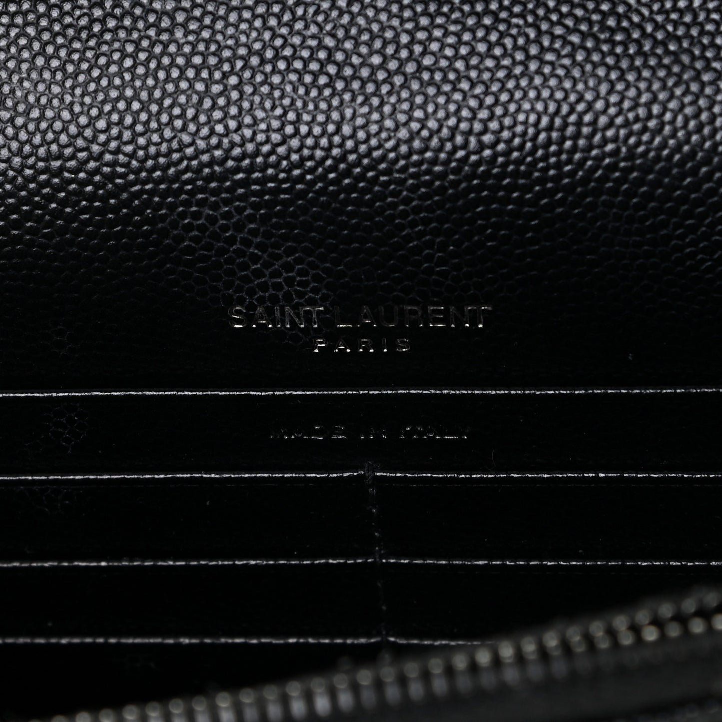 Grain De Poudre Matelasse Chevron Monogram Envelope Chain Wallet Black