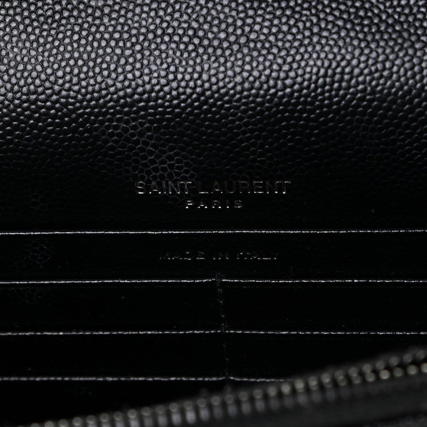 Saint Laurent Grain De Poudre Matelasse Chevron Monogram Envelope Chain Wallet Black 8 of 13