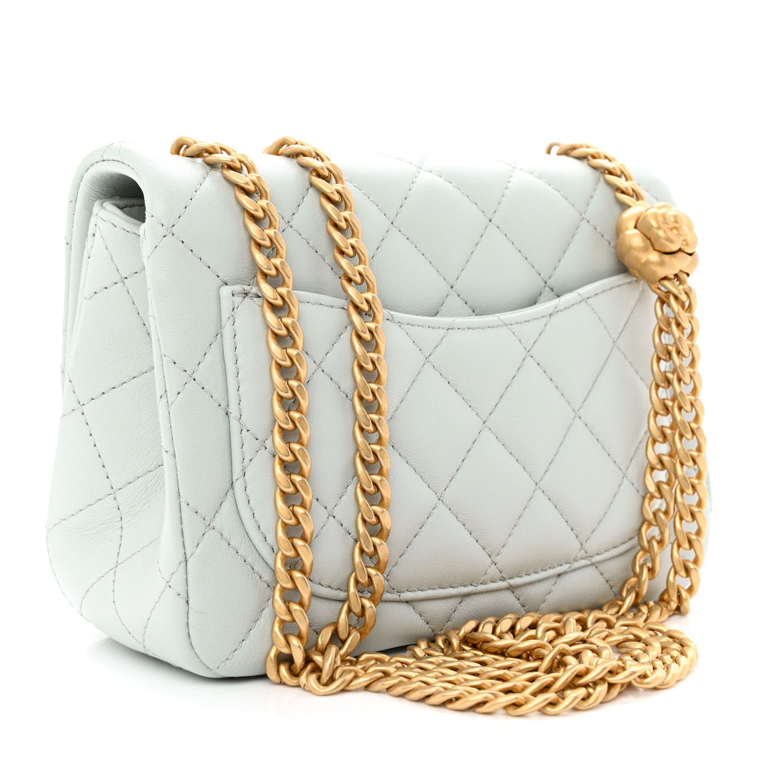 Chanel Lambskin Quilted Mini Sweet Camellia Flap Light Blue 3 of 10