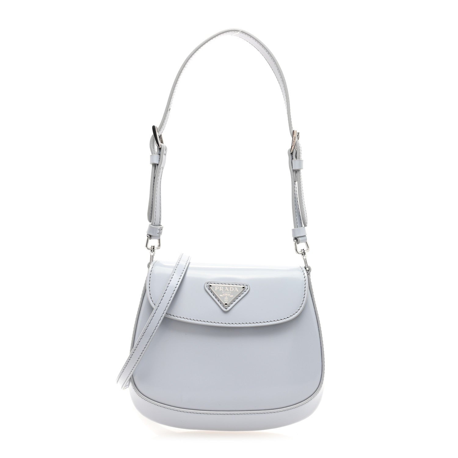 Prada Spazzolato Mini Cleo Flap Adjustable Strap Shoulder Bag Fiordaliso 1 of 9