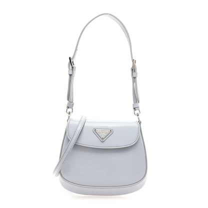 Prada Spazzolato Mini Cleo Flap Adjustable Strap Shoulder Bag Fiordaliso 1 of 9