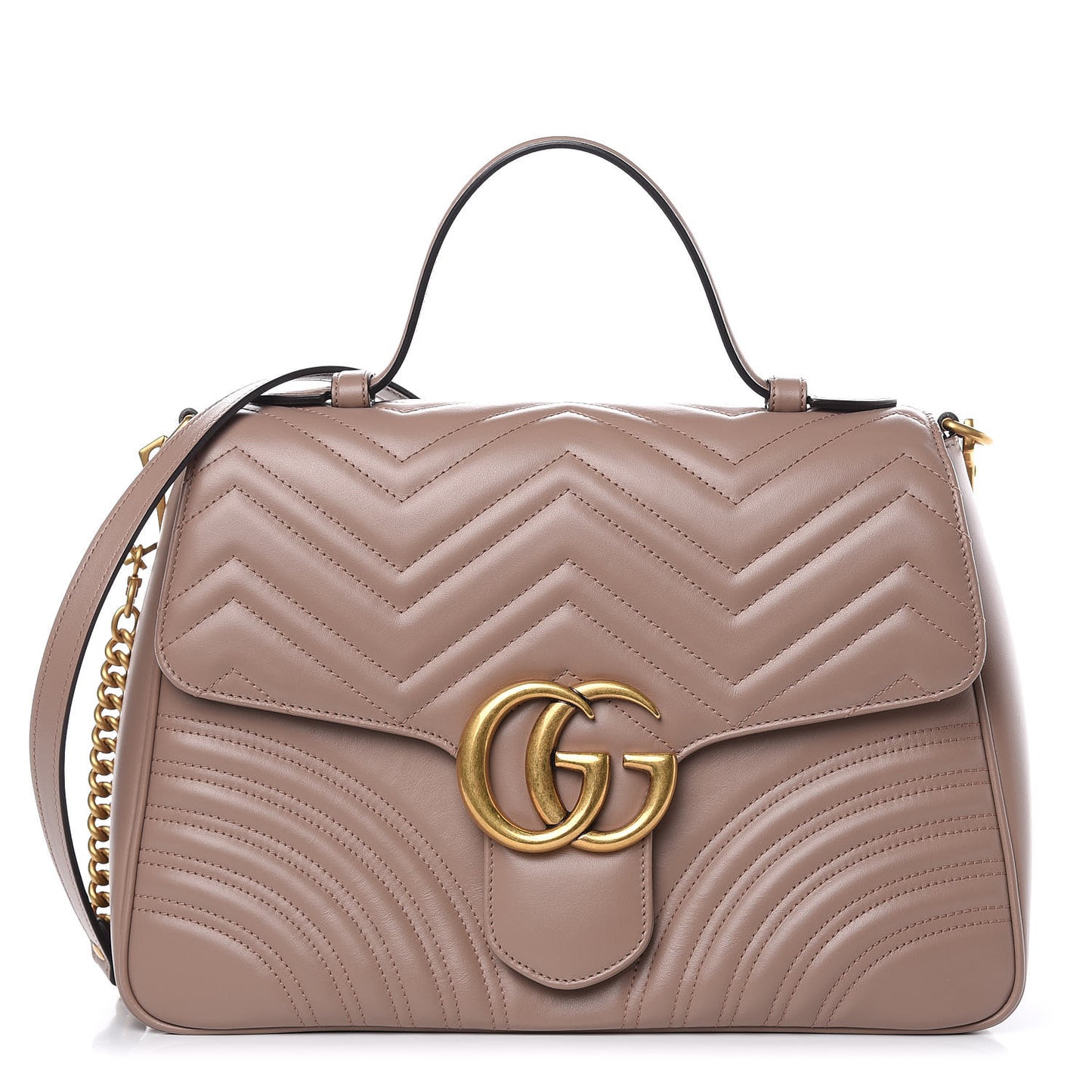 Calfskin Matelasse Medium GG Marmont Top Handle Shoulder Bag Porcelain Rose
