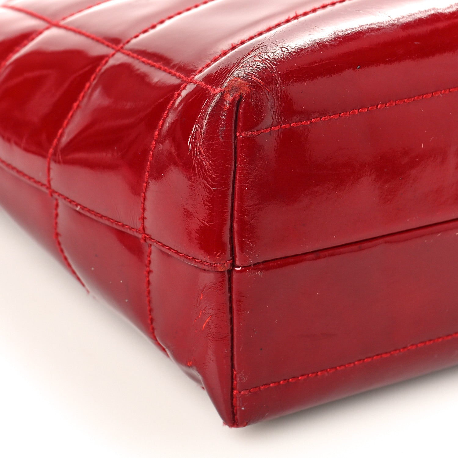 Chanel Patent Chocolate Bar CC Tote Red 8 of 17