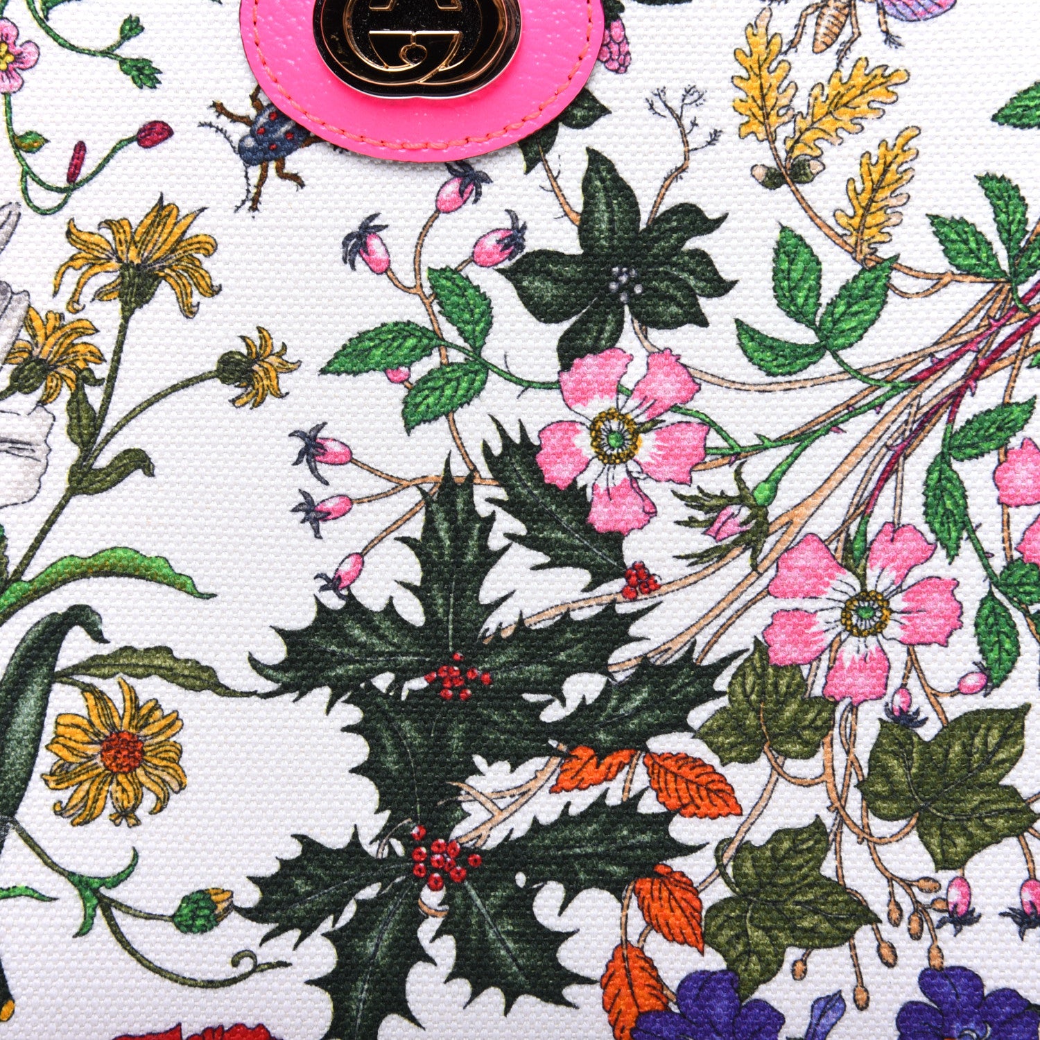 Gucci Canvas Medium Flora Tote Fuchsia 12 of 14