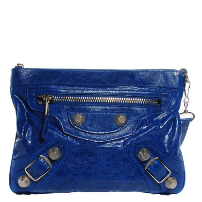 Balenciaga Agneau Giant 21 Silver Hardware Flat Handle Clutch Electric Bleu 1 of 12