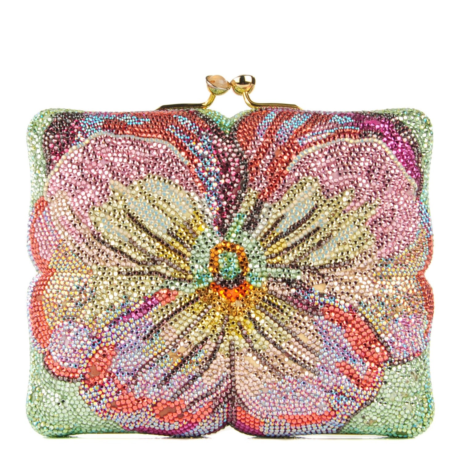 Judith Leiber Swarovski Crystal Flower Minaudiere Clutch 1 of 11