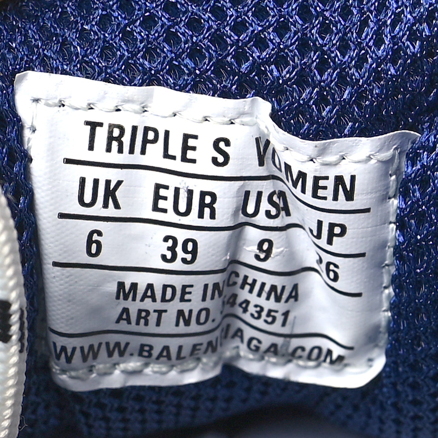 Fabric Mesh Washed Effect Womens Triple S Sneakers 39 Blue