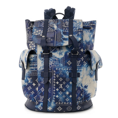 Louis Vuitton Cowhide Monogram Bandana Christopher MM Backpack Blue 1 of 15