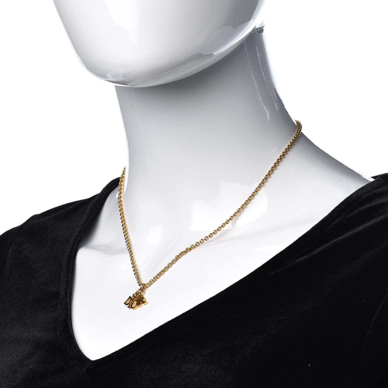Christian Dior Metal Logo Necklace Gold 2 of 6