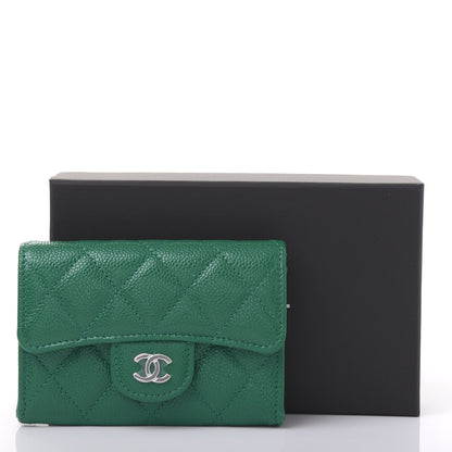 Chanel Metallic Caviar Quilted Card Holder Wallet Green 12 of 12