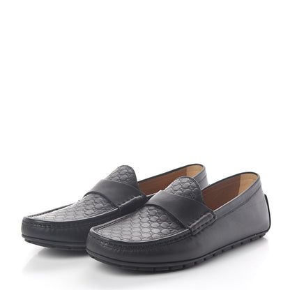 Gucci Guccissima Calfskin Mens Driver Loafers 10 Black 3 of 8