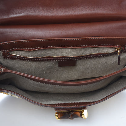 Gucci Canvas Pigna Print Peggy Bamboo Top Handle Bag Brown 5 of 13
