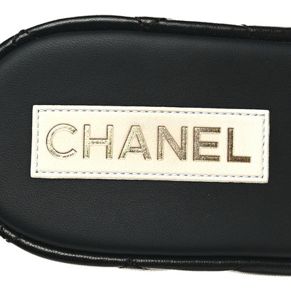 Chanel Lambskin Quilted CC Mules Wedge Sandals 39 Black 8 of 9