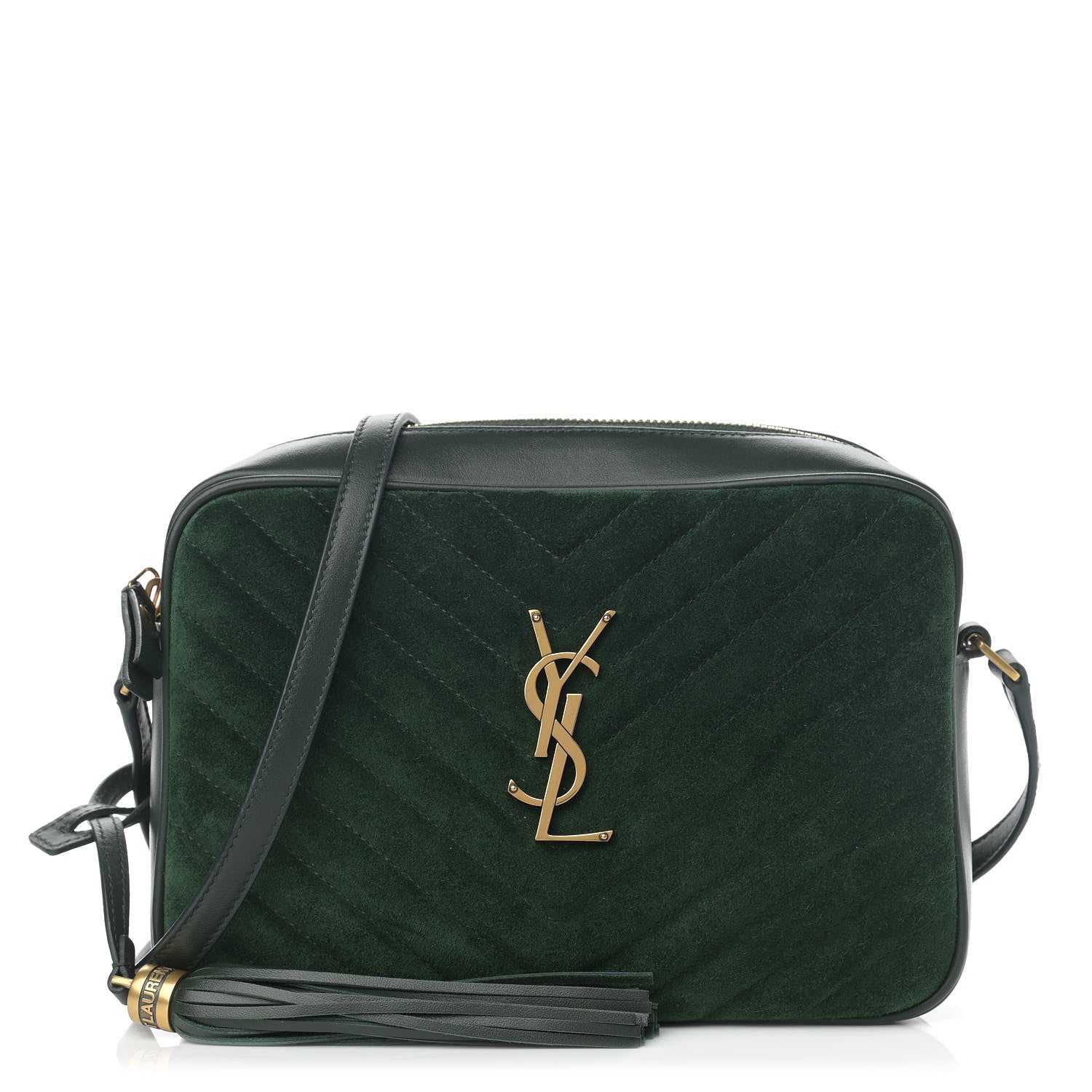 Saint Laurent Suede Calfskin Monogram Lou Camera Bag Vert Fonce 1 of 10