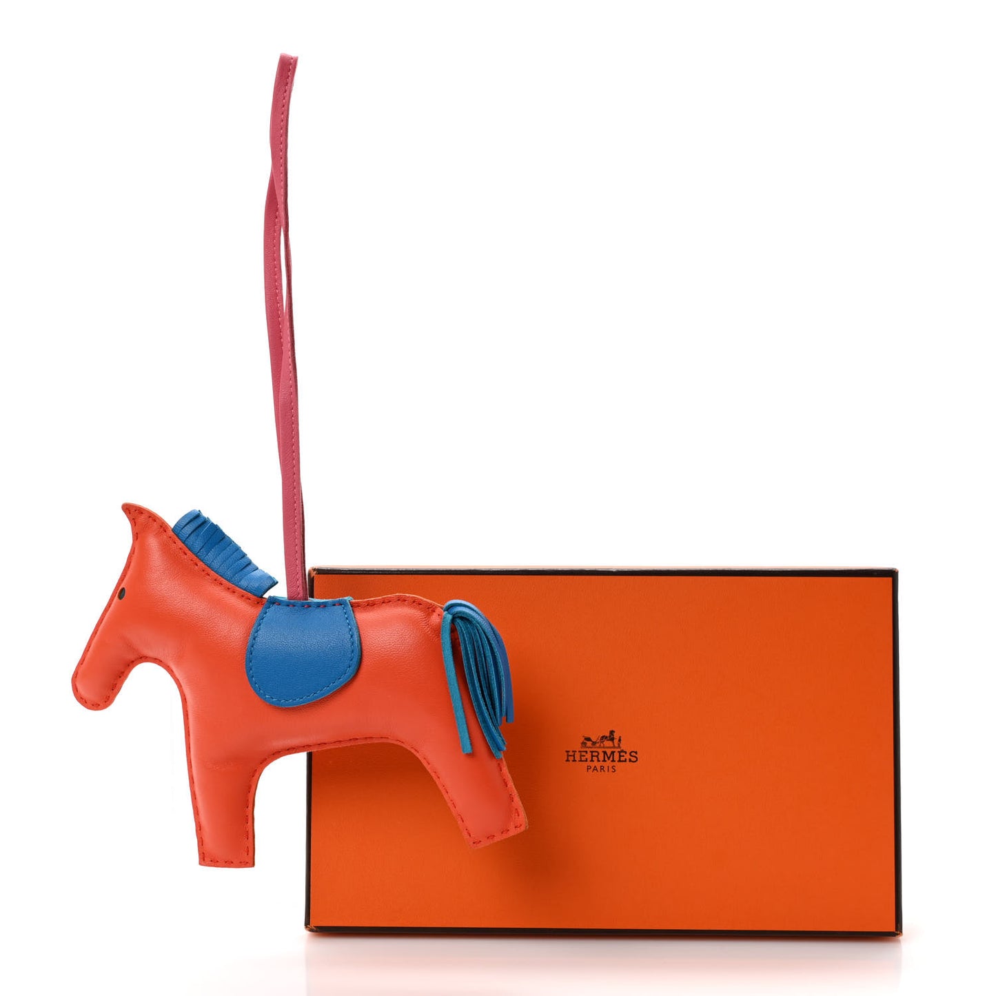 Milo Lambskin Grigri Rodeo Horse Bag Charm GM Orange Poppy