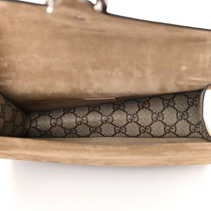 Gucci GG Supreme Monogram Suede Crystal Small Dionysus Shoulder Bag Beige Ebony Taupe 5 of 10
