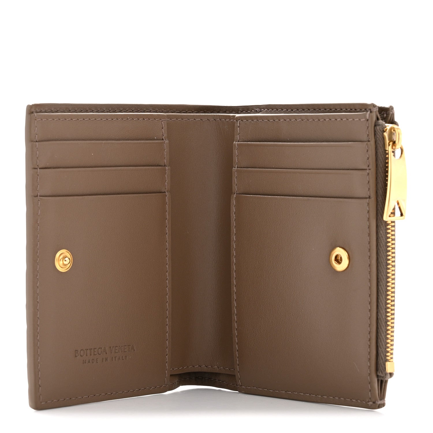 Bottega Veneta Nappa Intrecciato Bifold Zip Wallet Taupe Grey 5 of 8
