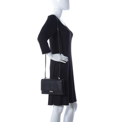 Saint Laurent Calfskin Crocodile Embossed Small Babylone Black 2 of 9