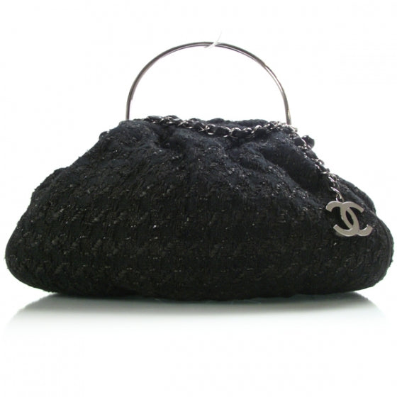 Tweed Boucle Knitting Bag Black