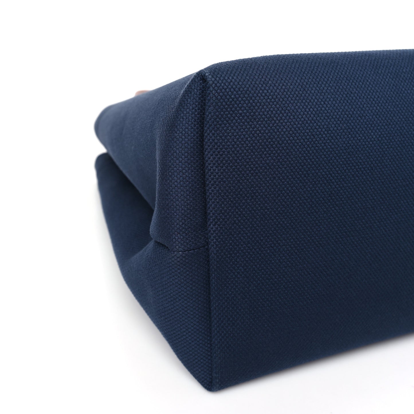 Canvas Calfskin Horizontal Cabas Navy Tan