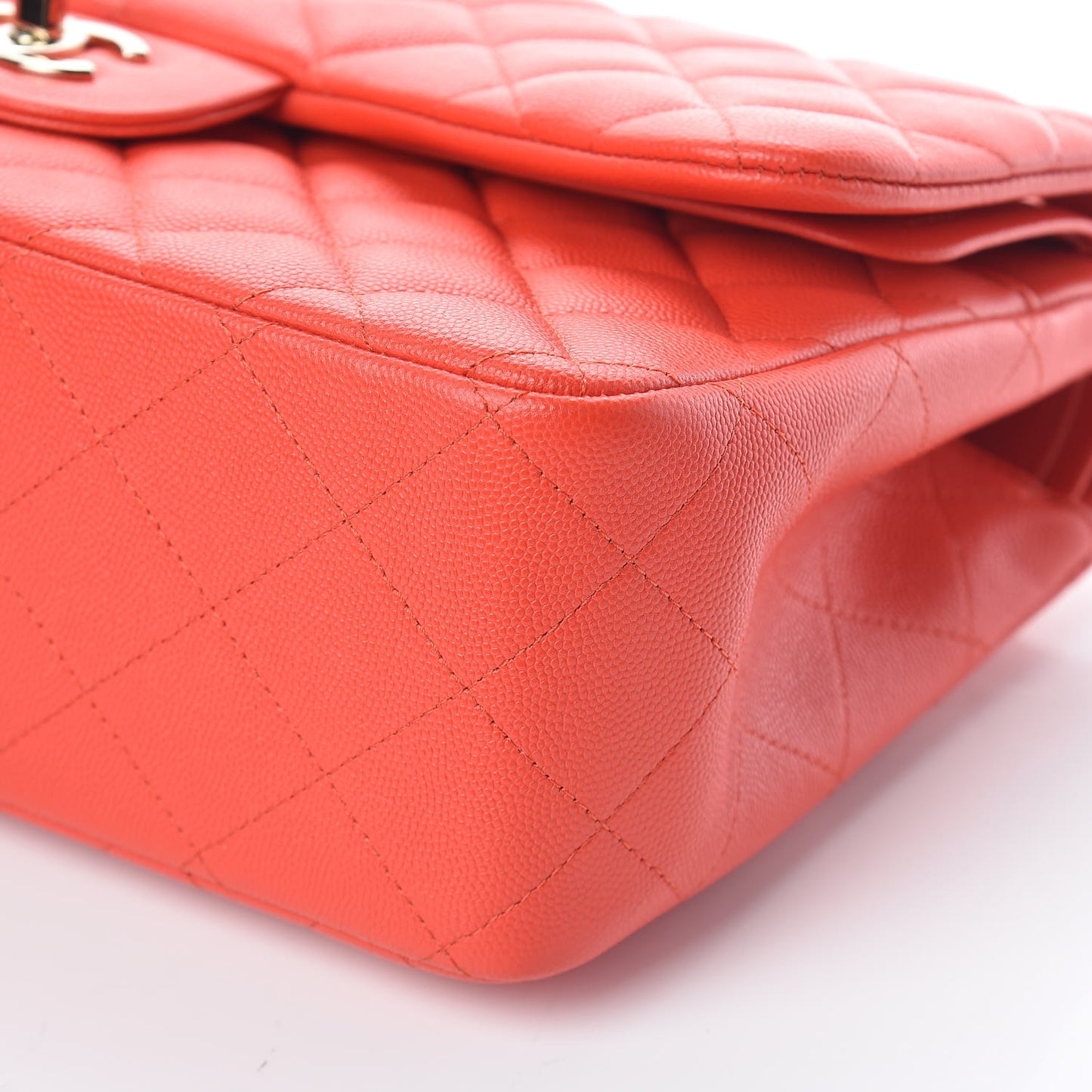 Caviar Quilted Jumbo Double Flap Red