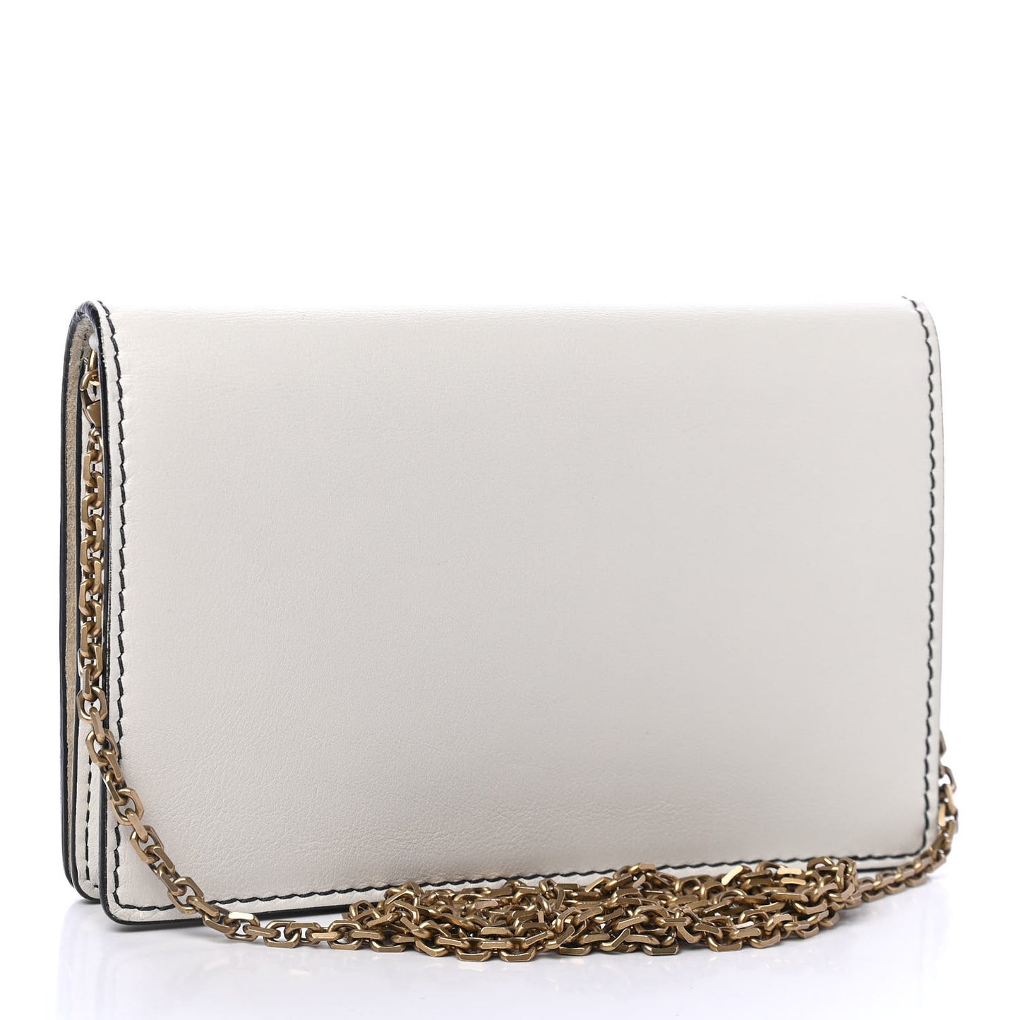 Calfskin J'Adior Wallet on Chain Pouch Off White