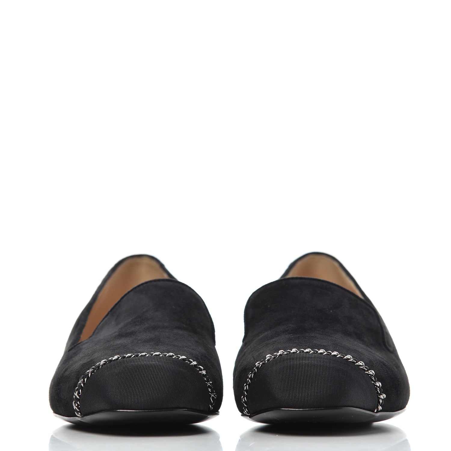 Chanel Suede Cap Toe Chain Moccasin Loafers 39 Black 2 of 12