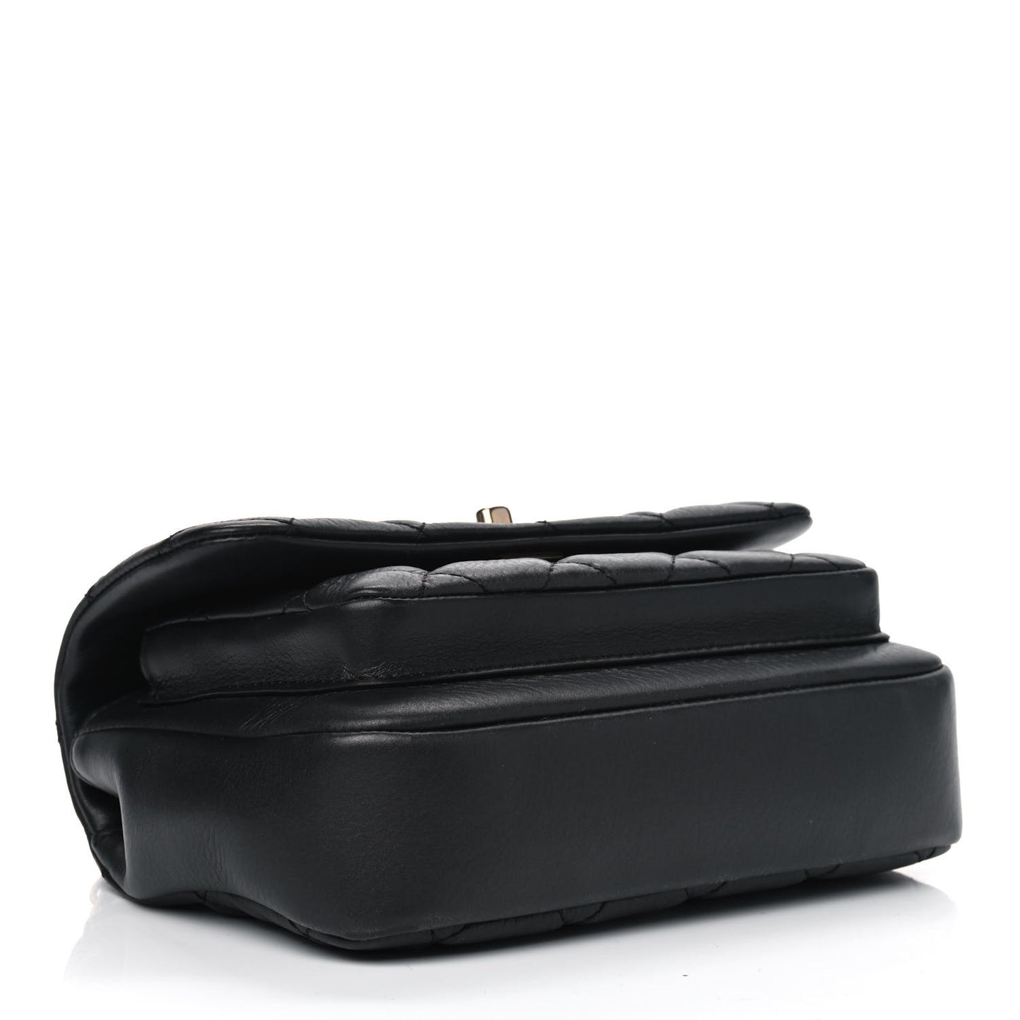Calfskin Quilted Top Handle Flap Black