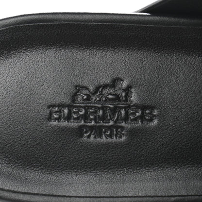 Hermes Calfskin Ellipse Sandals 38 Black 7 of 9