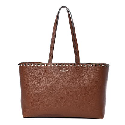 Valentino Garavani Grained Calfskin Small Rockstud Shoulder Tote Bright Cognac 1 of 20