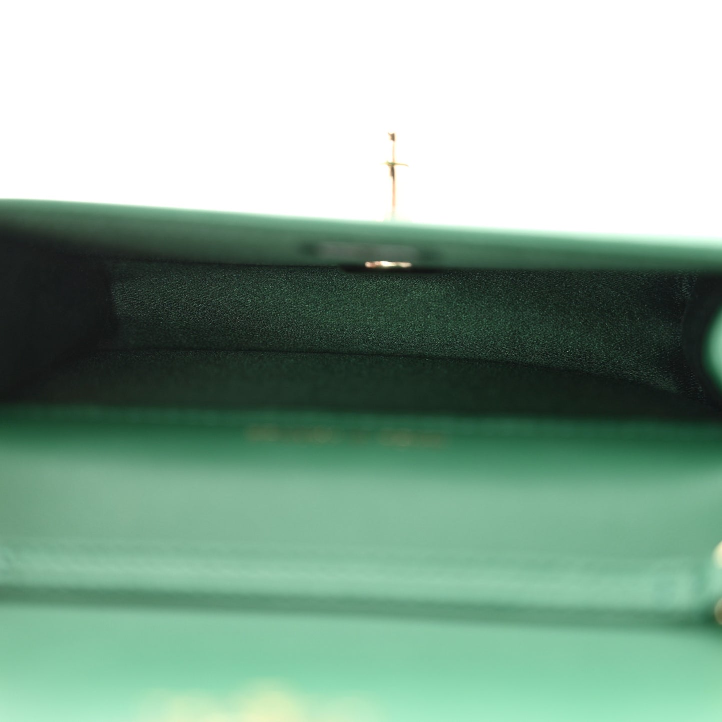 Lambskin Crystal Diamante Clutch With Chain Green