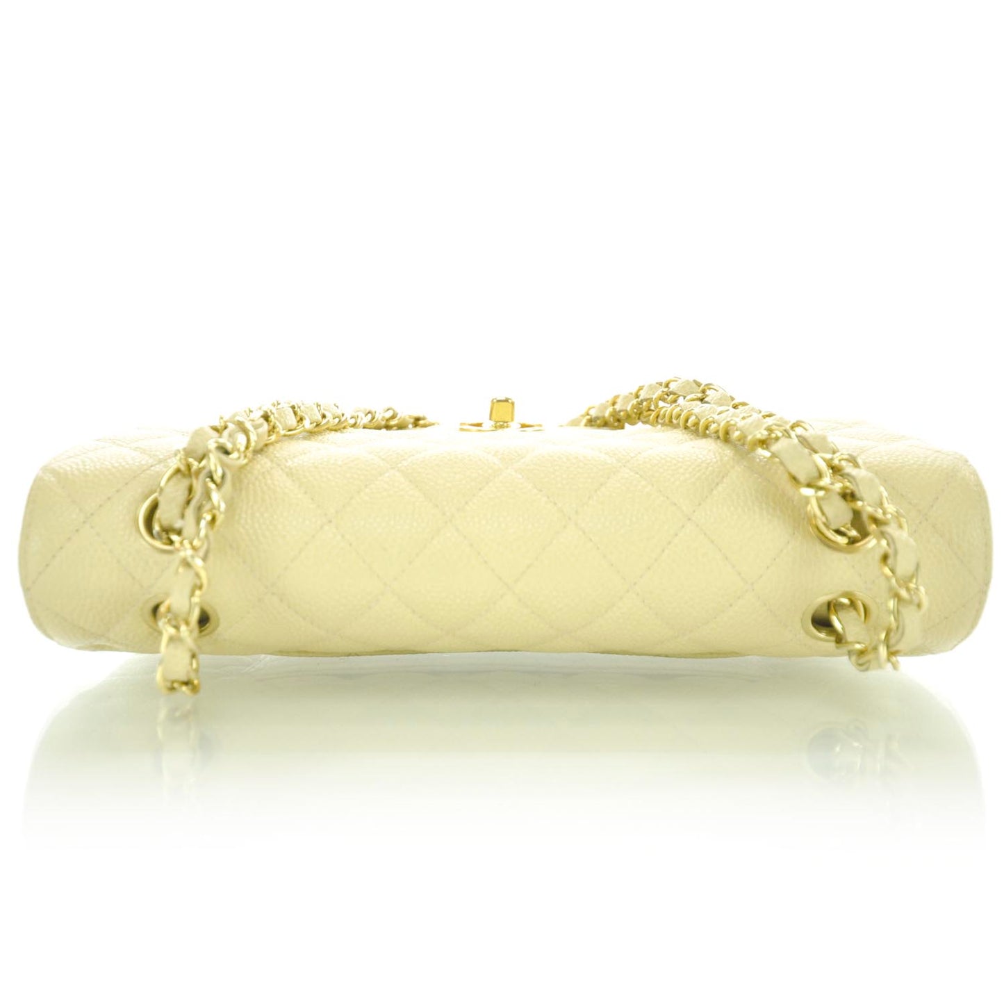 Caviar Quilted Medium Double Flap Beige