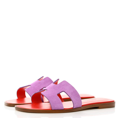 Hermes Suede Goatskin Oran Sandals 39 Violet Parme 3 of 8