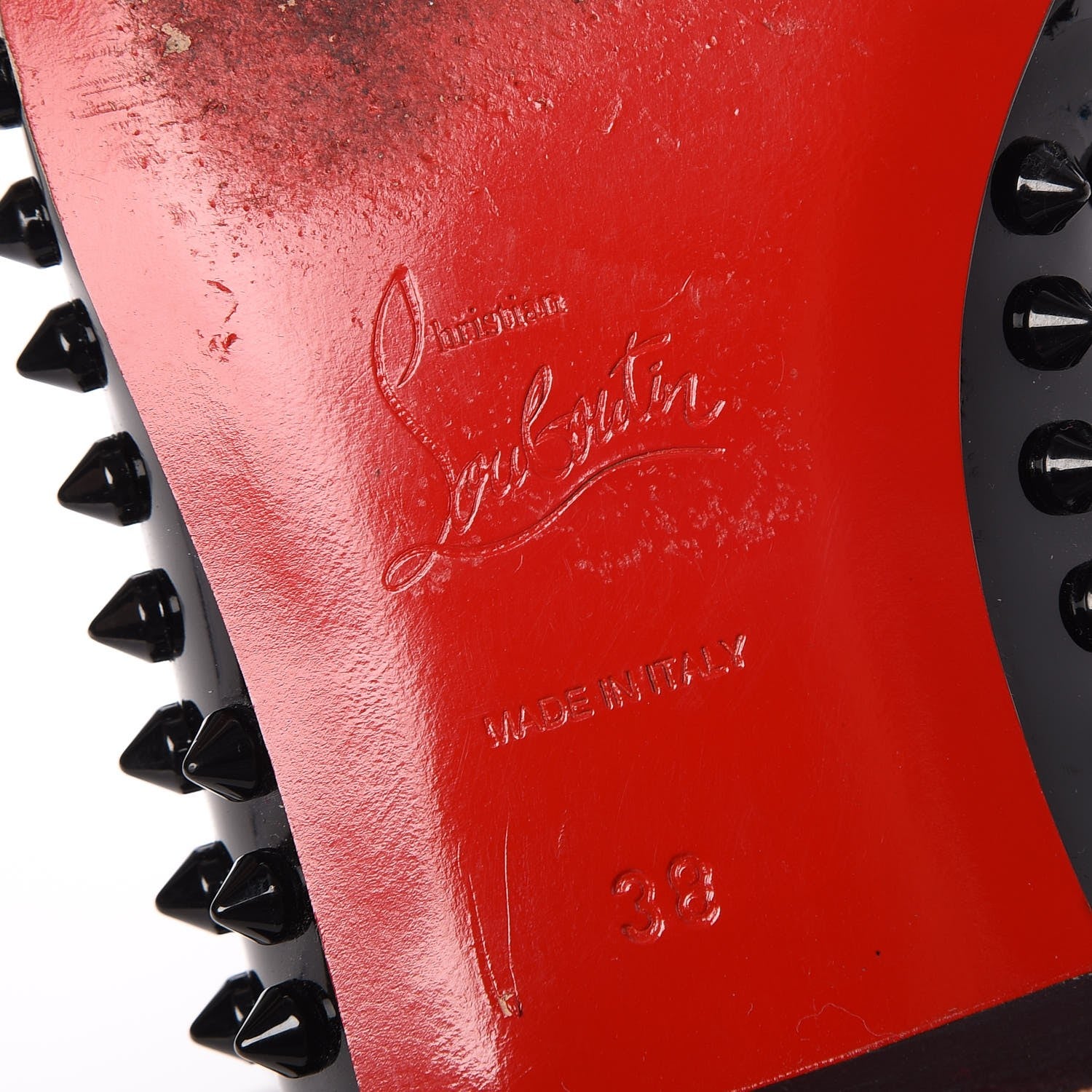 Christian Louboutin Patent Calfskin Rolling Spikes Loafers 38 Black 6 of 10