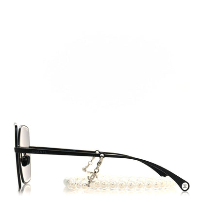 Chanel Metal Butterfly Removable Pearl Chain Sunglasses 4262 Black 3 of 8