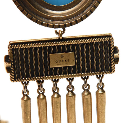 Gucci Metal GG Scarab Tassel Drop Clip Earrings 4 of 7