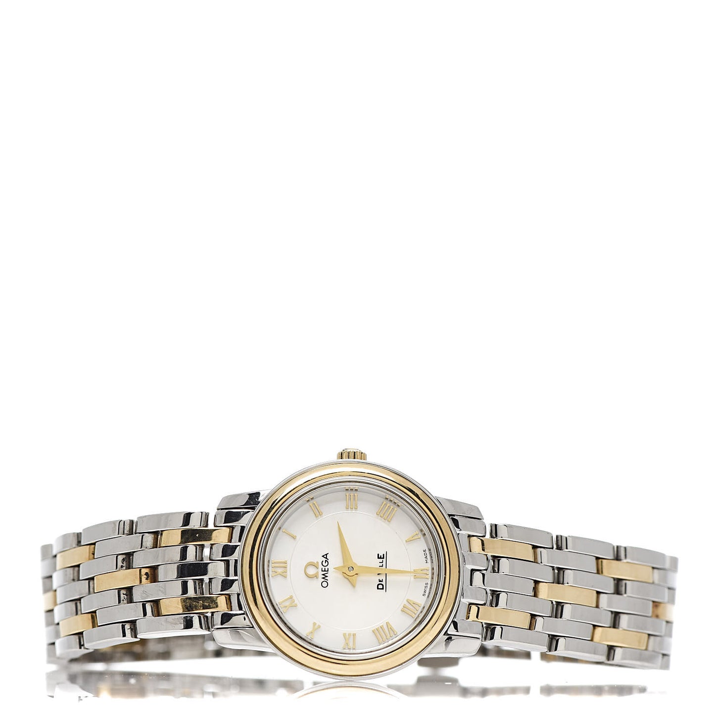 Stainless Steel 18K Yellow Gold Mother of Pearl 22mm De Ville Prestige Quartz Watch 4370.71.00