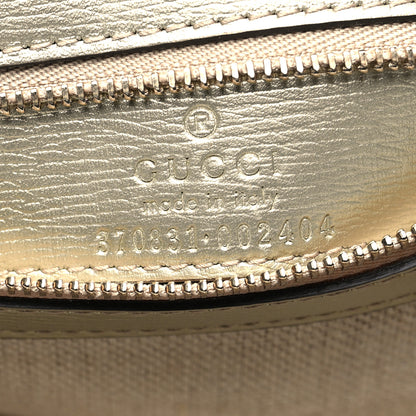 Gucci Metallic Shangai Calfskin Blooms Print Small Bamboo Daily Top Handle Bag Gold Multicolor 6 of 9
