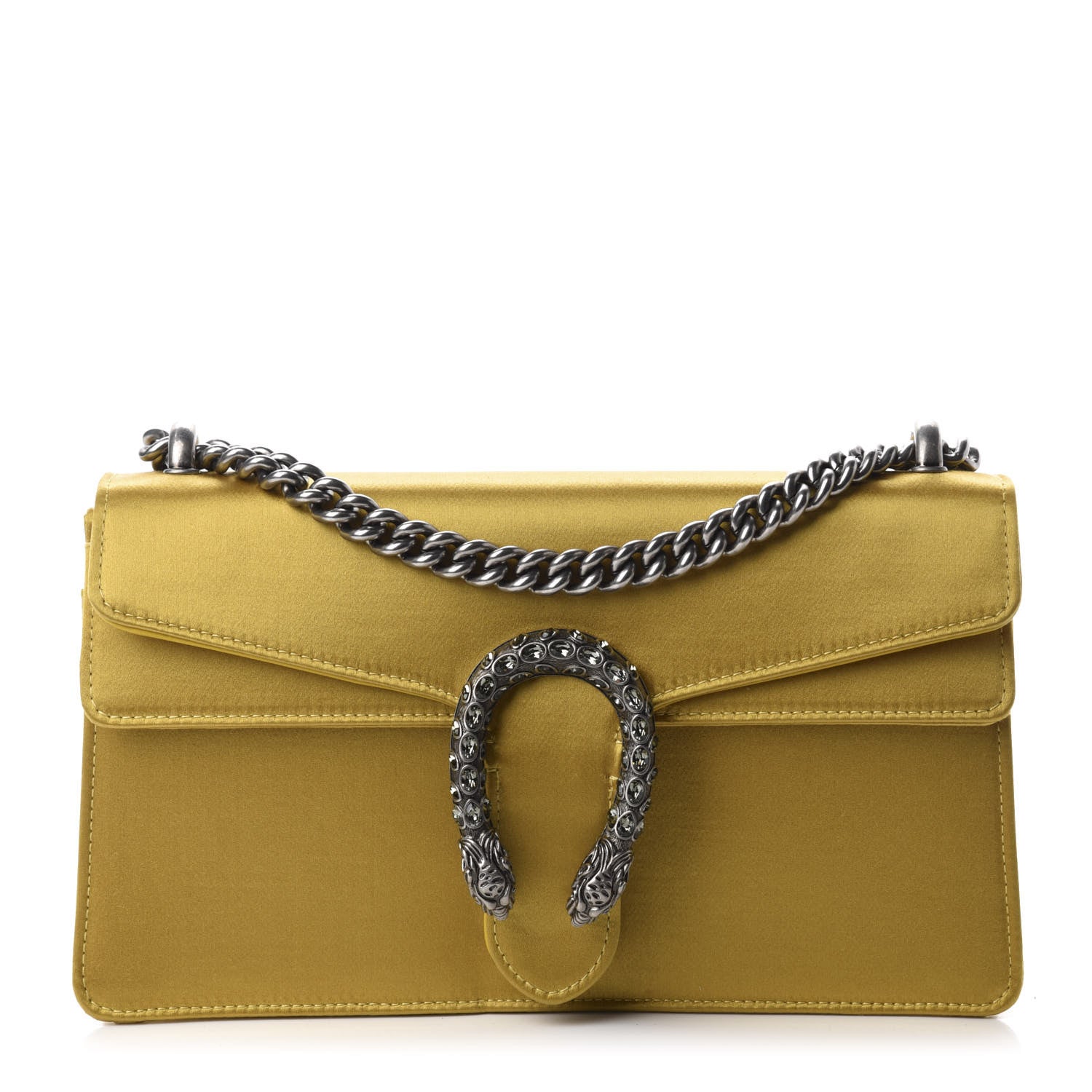 Gucci Satin Silk Crystal Small Dionysus Shoulder Bag Gold Black Diamond 1 of 10