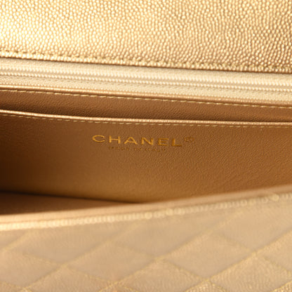 Chanel Metallic Caviar Quilted Mini Top Handle Rectangular Flap Gold 8 of 11