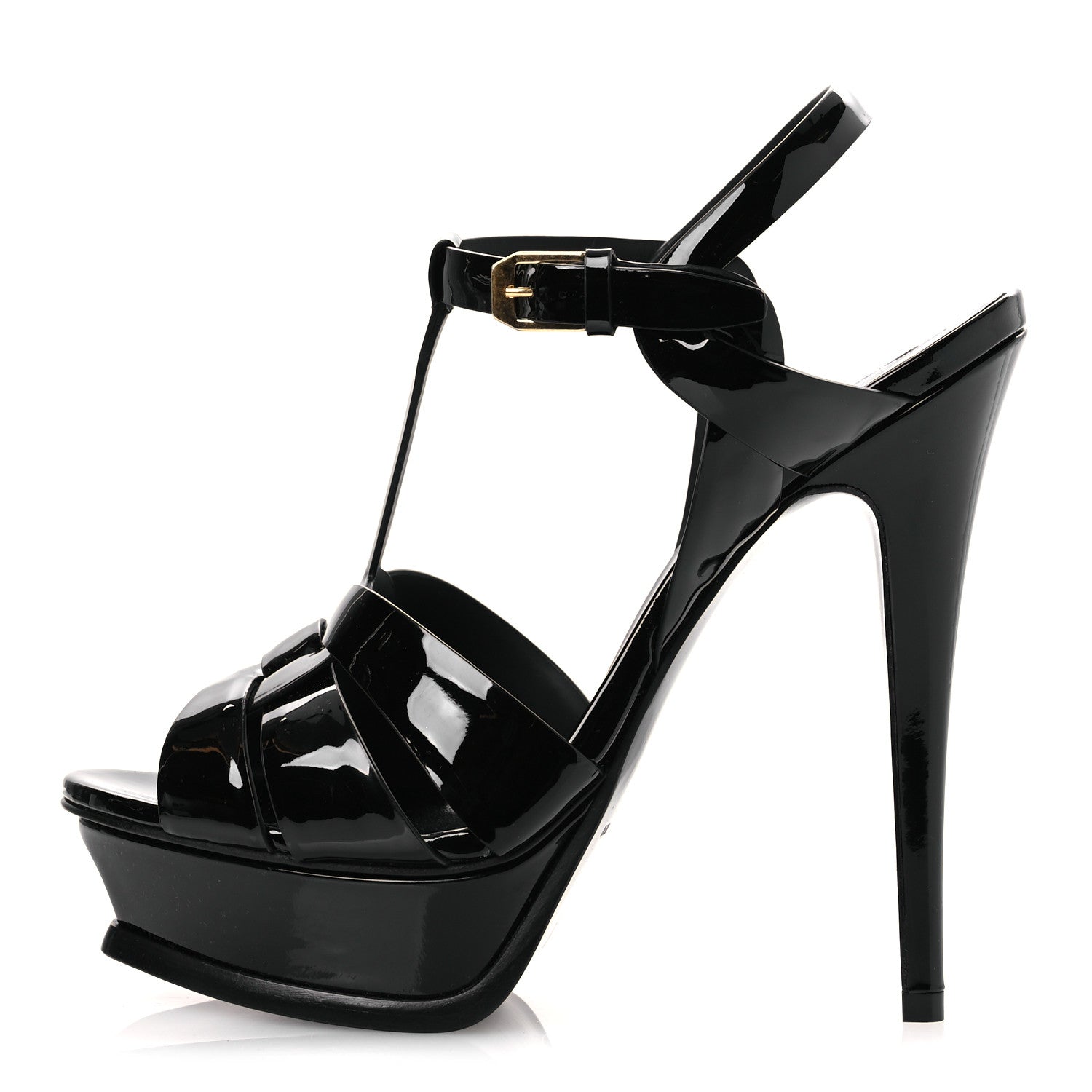Saint Laurent Patent Tribute 105 Platform Sandals 38 Black 1 of 11