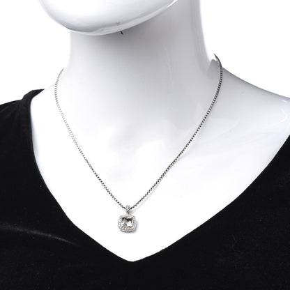 David Yurman Sterling Silver Diamond Prasiolite 7mm Petite Albion Pendant Necklace 2 of 6