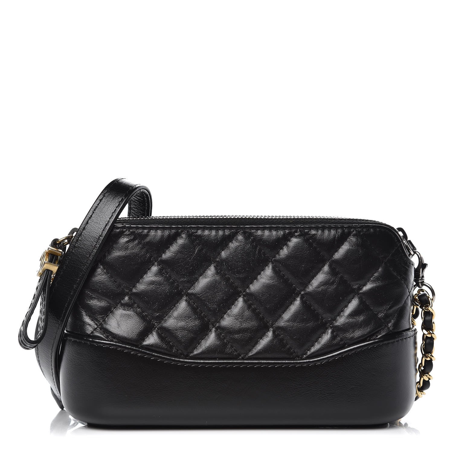 Chanel Aged Calfskin Quilted Small Gabrielle Clutch With Chain Black 1 of 12